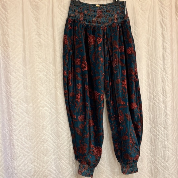 Free People Blue and Red Velvet Pants - Picture 4 of 7